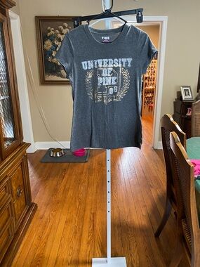 PINK Victoria's Secret Gray Crewneck Tee with Pink Crest